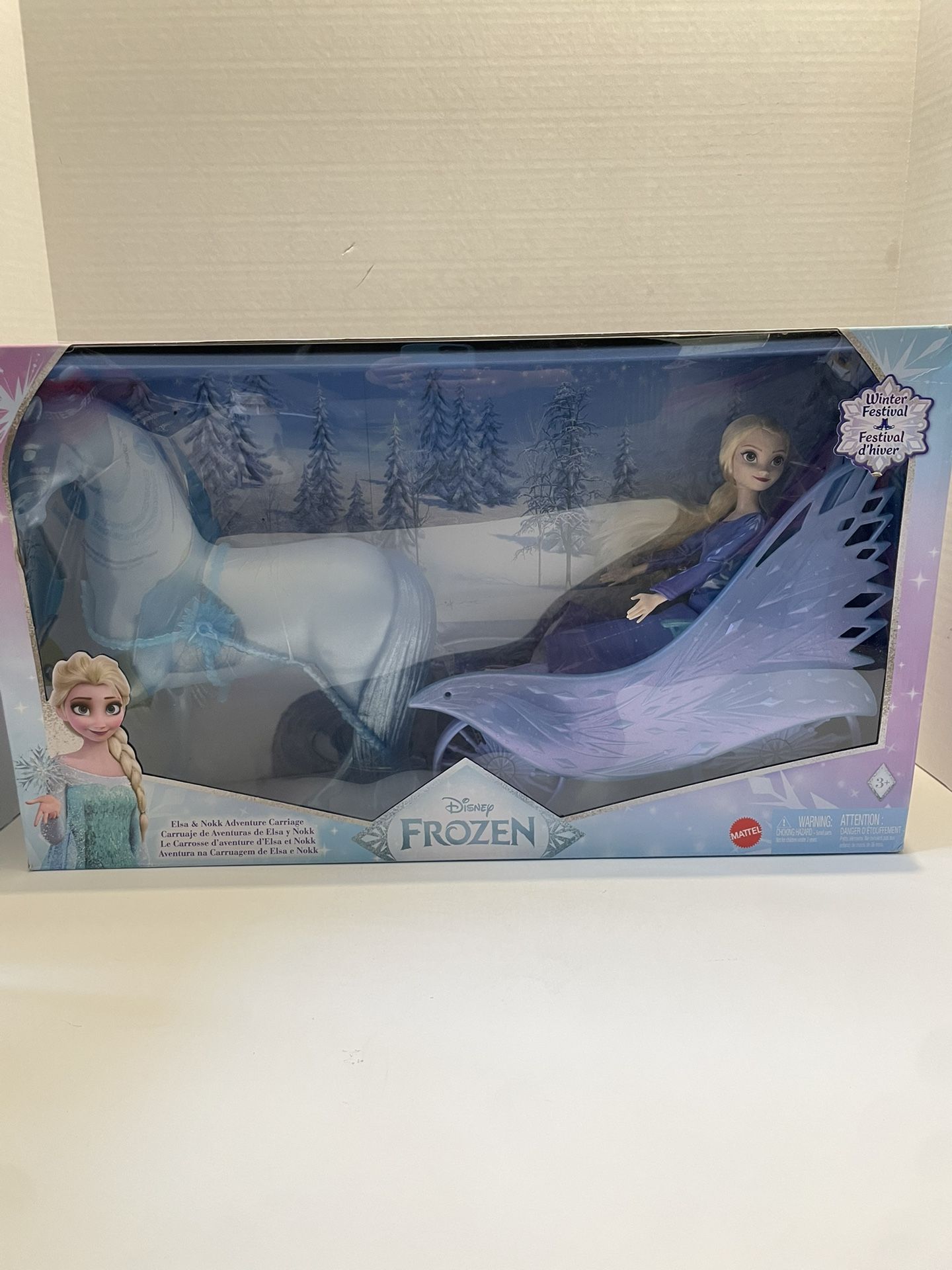 Mattel Disney Frozen Elsa Fashion Doll with Removeable Dress & Shoes, Mythical Horse-Like Nokk & Adventure Carriage, by Frozen