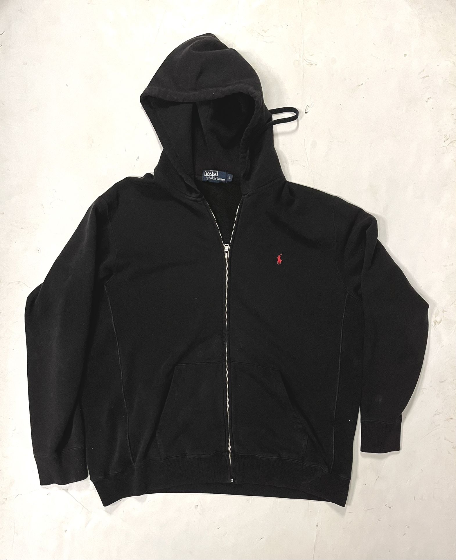 Polo Ralph Lauren Men’s Large Black Fleece Full Zippered Hoodie