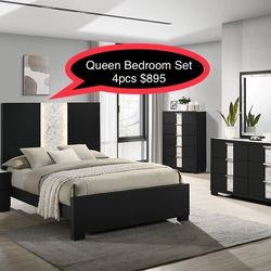 STORE CLOSING !!! New Solid Queen Bedroom Set  4pc 