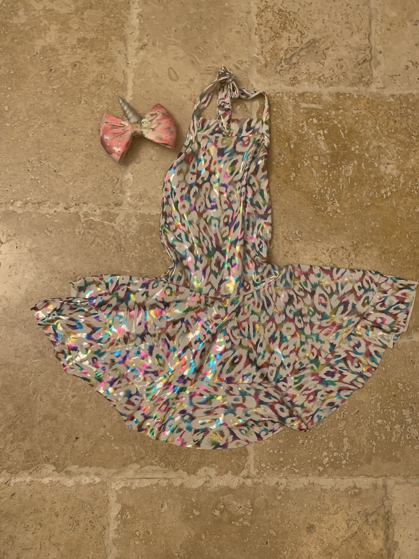 Girls Dress And  Unicorn Headband Size 6-6x 