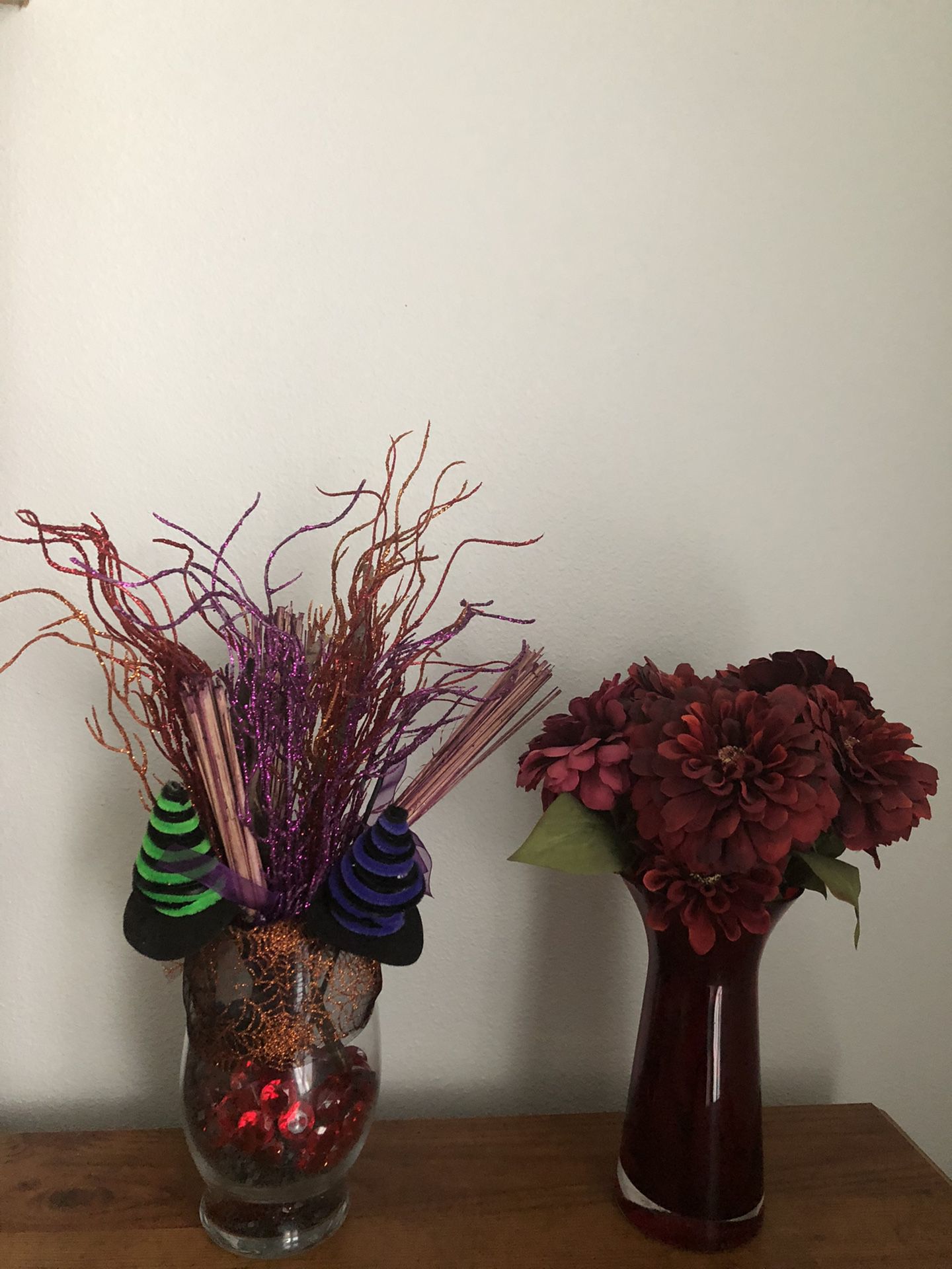 home decor candlestick and vases with flowers, prices from $5-20