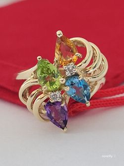 ⛔️RESERVED⛔️10K Yellow Gold Multi-Gemstone Ring Size 5 Solid Gold/ Anillo de Oro con Piedras Preciosas! 👌🎁Post Tags: 10k 14k