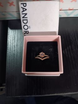 Pandora Ring Set Princess Wishbone and Sparkling Wishbone Heart Collection