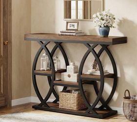 New Stories Shirlene 39.4 in. W 4-Tier Console Table & Sofa Table