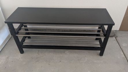 IKEA TJUSIG Bench with Shoe Storage – Black/Brown Shoe Rack
