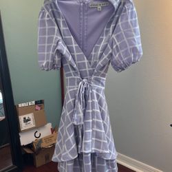 cute purple and white summer romper