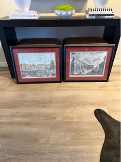 2 Framed Colored Etchings