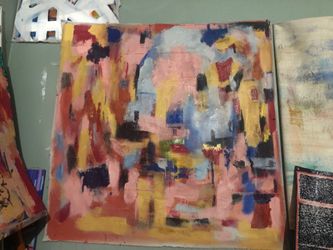 Art abstract expressionism 4’ 7 x 4’ 7 on raw canvas