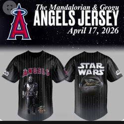 Angels Baseball Star Wars the Mandalorian and Grogu Jersey Size XL  