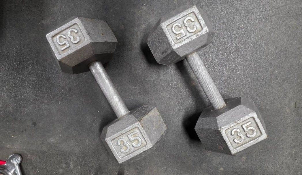 35lb Barbell Cast Iron Hex Dumbbell Pair