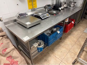 108"W x 30"D All Stainless Steel Work Table w/5" Rear Backsplash