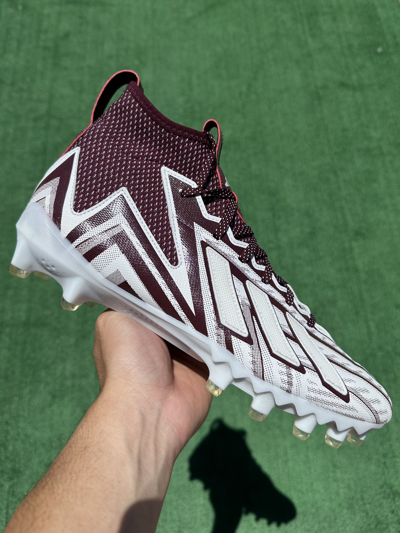 ADIDAS FREAK 23 MID “WHITE / MAROON” FOOTBALL CLEATS (Size 11.5, Men’s)