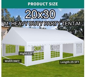 20x20ft Heavy Duty Party Tent, White Wedding Tent, Carport, Festival Tent with 6 Detachable Sidewalls, Waterproo