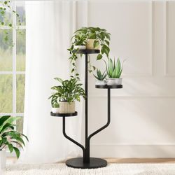 (2738)3 Tier Plant Stand Indoor Outdoor Metal Plant Shelf for Multiple Plants Pots Tier Tall Flower Holder for Living Room,Bedroom Decor,Balcony,Black