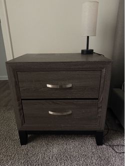 Modern 2-Drawer Nightstand / Bedside Table – Dark Wood Finish