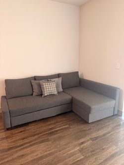 Gray Fabric L-Shaped Sectional Sofa