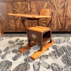 Antique Wood And Metal Desk