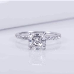 18k VVS2 Asher cut engagement ring