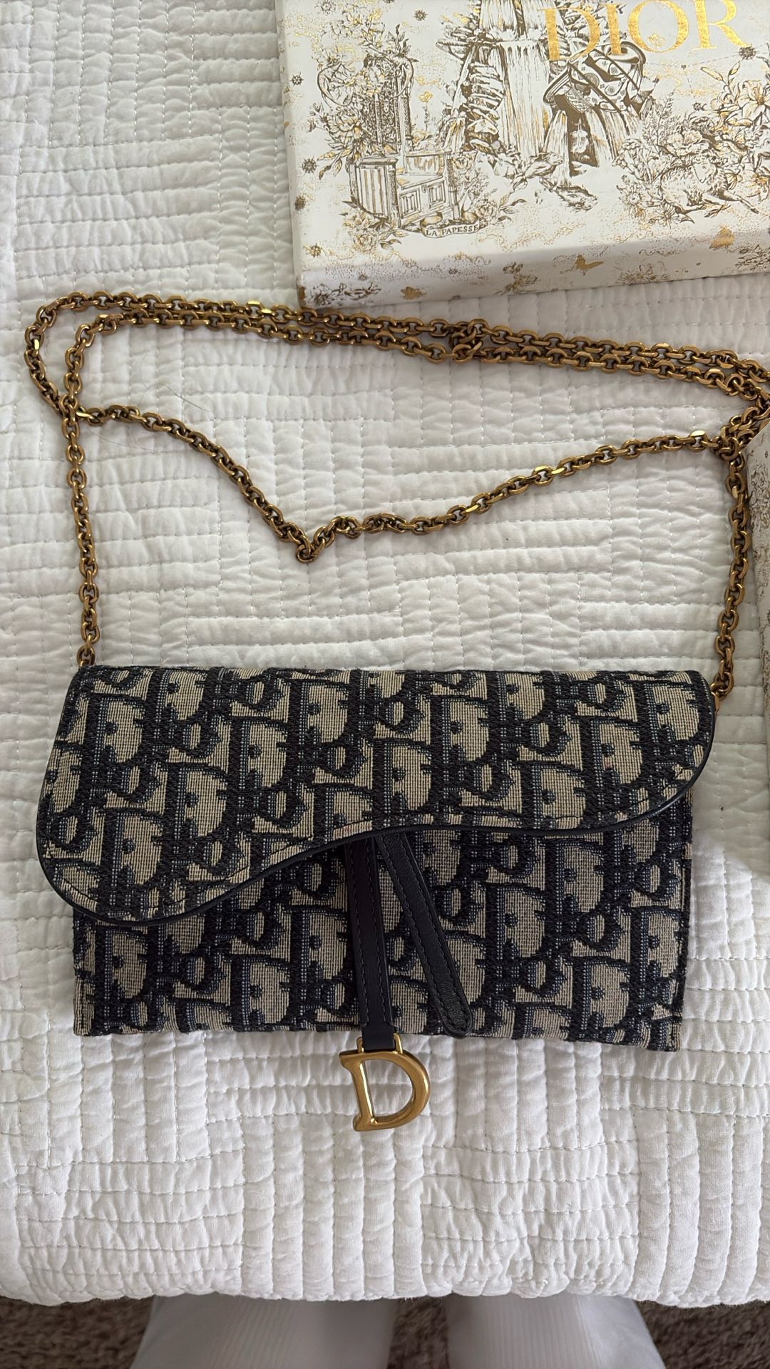 Dior Small Saddle Bag With Chain 