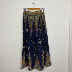 Vintage Bohemian Paisley Print Maxi Skirt Sz S