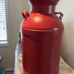 Vintage Red Metal Milk Can