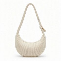 Moving Sale - Cream Knit Crescent Shoulder Bag