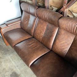 Ekornes 3-seat And 2-seat Leather Recliner Sofas
