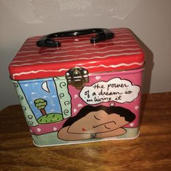 Vintage Curiosity Kits Curious Girl Tin Box With Handle And Latch 