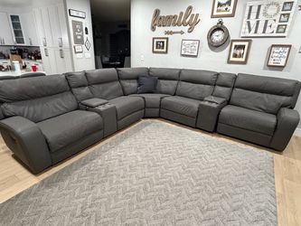 Sectional leather gray couch