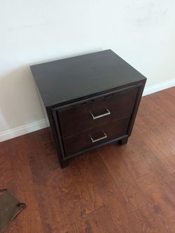Matching 2-Drawer Nightstands / End Tables - Dark Wood Finish