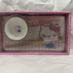Hello Kitty Ceramic Sushi Plate Set