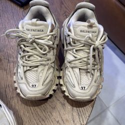 Rubber Mesh Fabric Monocolor Sole Womens Track Sneakers 37 Nude 