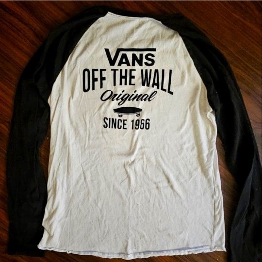 Vans Original Black and White Raglan Tee Size M
