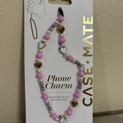 Case-Mate Phone Charm Wristlet Multi-Color Beaded Pink/White/Purple/Gold Color