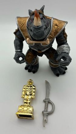 Vintage TMNT Warriors of the Forgotten Sewer Gatekeeper Rocksteady Sword Statue