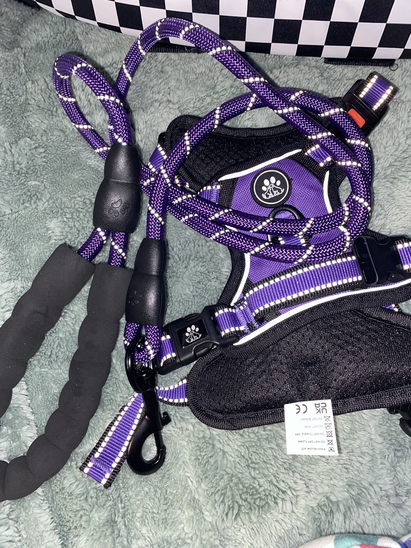 Purple no pull Dog Harness and Leash Set XS