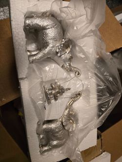 Silver Elephant Figurine Set of 3