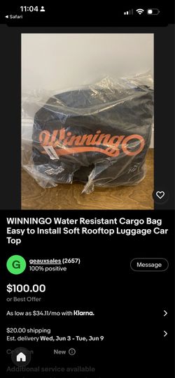 Cargo bag for cars and trucks