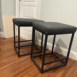 Set of 2 Gray Bar Stools