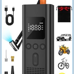 AIRSURE Tire Inflator Portable Air Compressor, 150 PSI Fast Inflation Cordless Air Pump with LED Light, Auto Shut-Off, Rechargeable Battery for Car, M