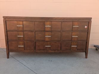 Mid-Century Wood 9-Drawer Dresser