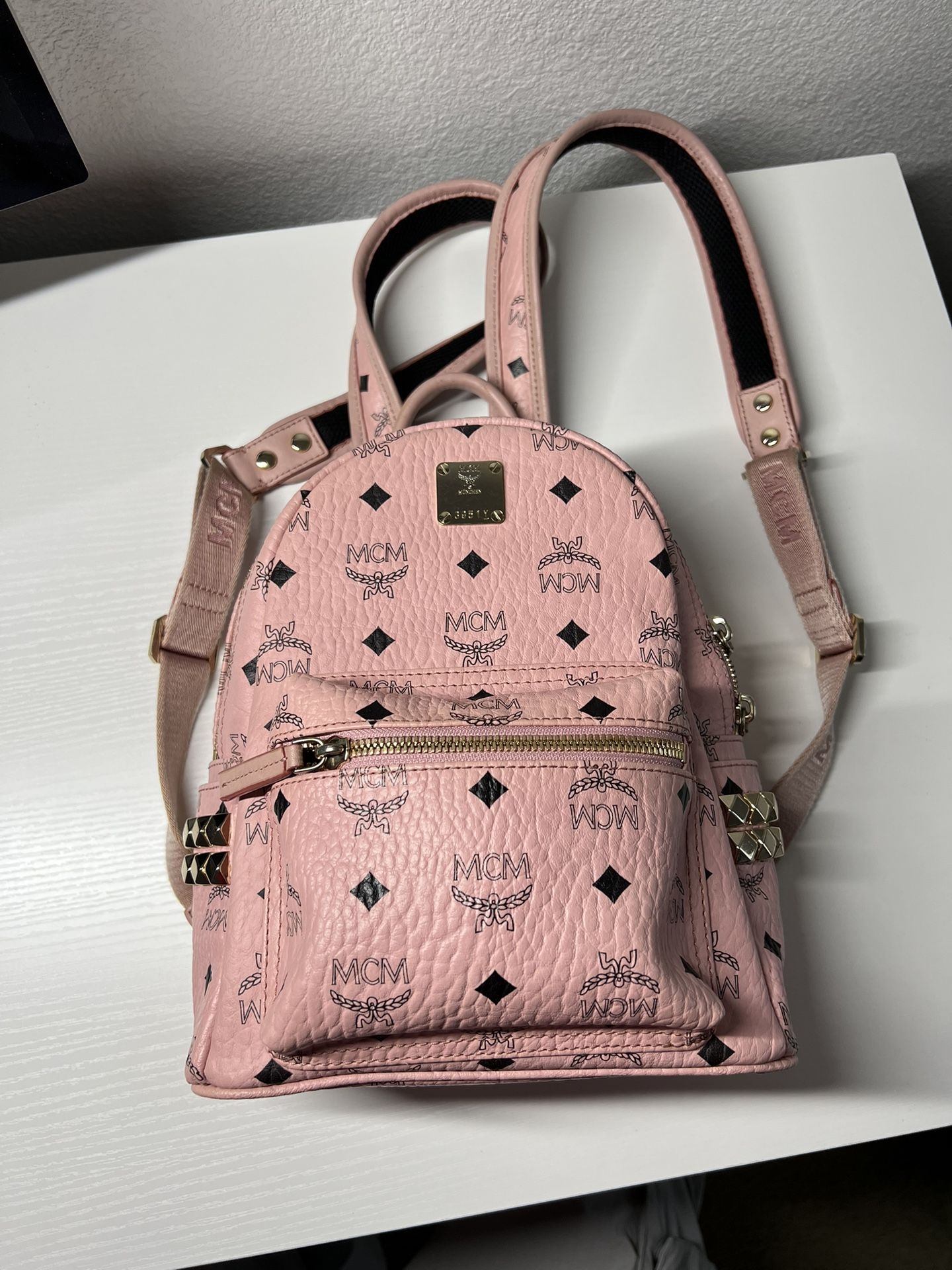 MCM Mini Stark Side Studs Backpack In Visetos