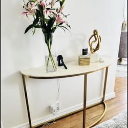 Half Round White Marble Milan Console Table – LIKE NEW