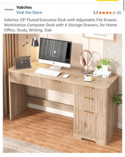 59” Fluted Desk Oak