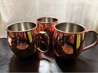 Set of 3 Oggi Copper-Plated Stainless Steel Mugs