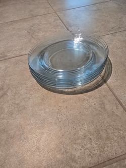 Vintage TOSCANY 6 PC Clear Glass Plates Set for 6
