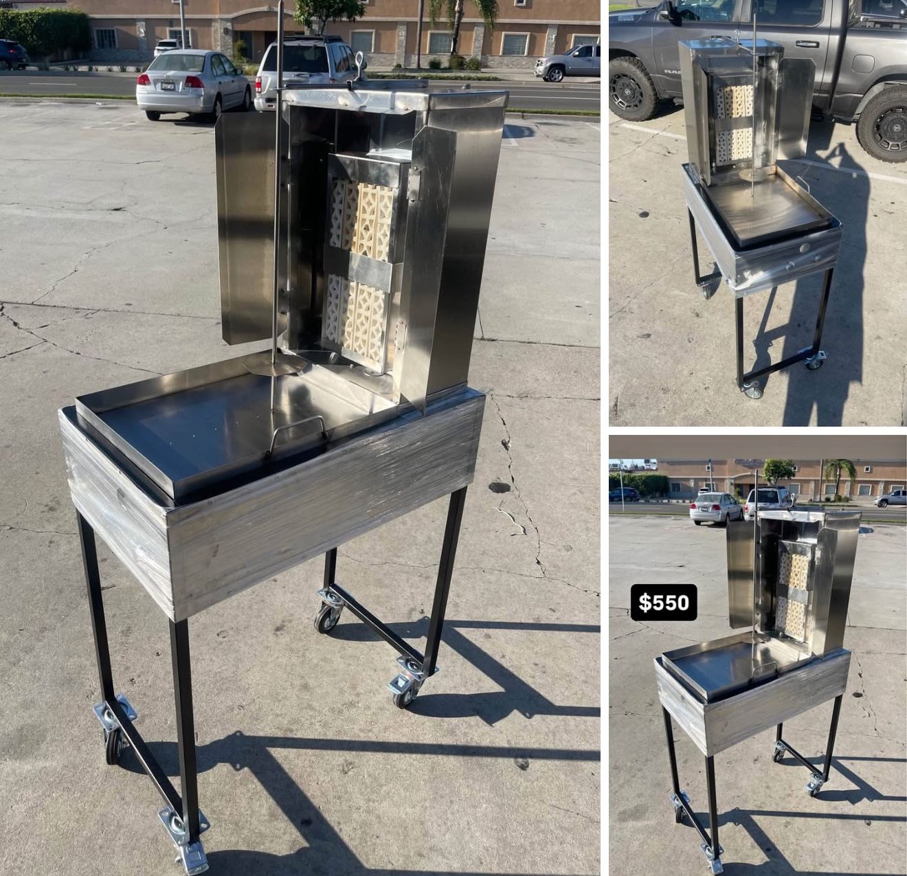 TROMPO/ PASTOR / VERTICAL BROILER/ GIRO/ SHAWARMA TACOS WORKS WITH 1 PROPE I give you the connection for your tank And we also give you the 8 stone