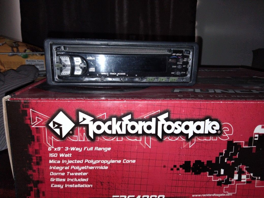 JVC Stereo CD Player & Rockford Fostgate Speakers