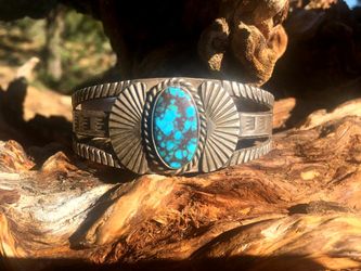Turquoise & Sterling. Navajo Bracelet. Cuff. Old Pawn. ANTIQUE.