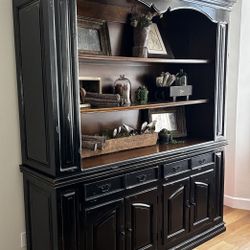 Black Distressed Sideboard/Hutch